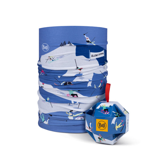 Tubular Buff Original Ecostretch en talla única, accesorio versátil para uso diario, viaje y actividades outdoor azul esquiando