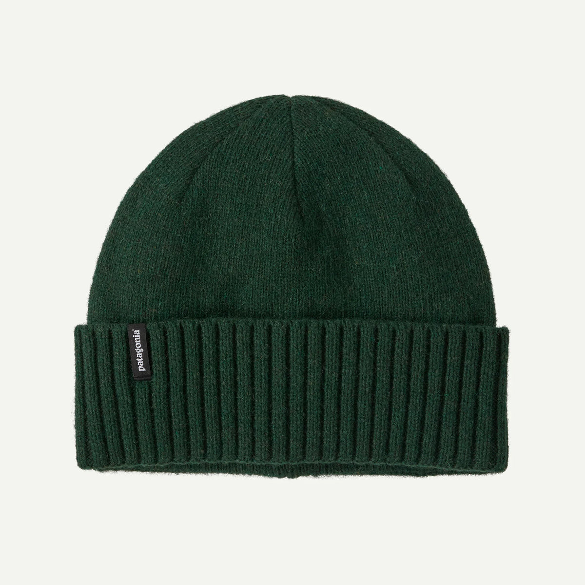 gorro de punto Patagonia Brodeo Beanie en color Treeline Green con borde vuelto y parche frontal