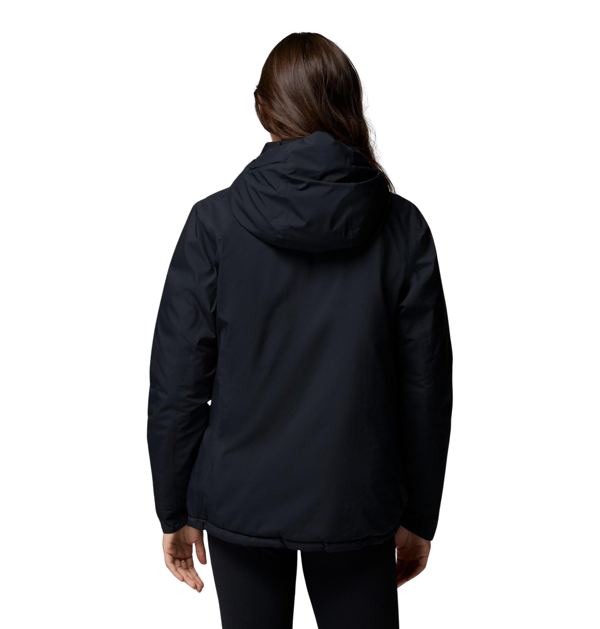 vista trasera de la chaqueta Columbia Trailborne Insulated para mujer en color Black