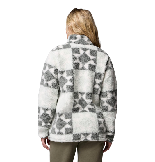 vista trasera de la chaqueta polar Columbia West Bend Full Zip para mujer en color Tea Light