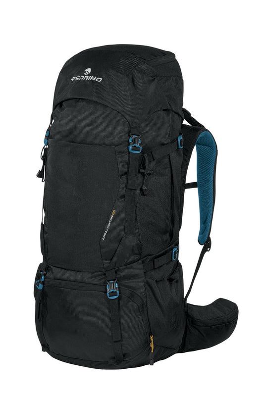 Mochila Ferrino Apalachian 55 negra de 55 litros para trekking y travesías de varios días. color negro