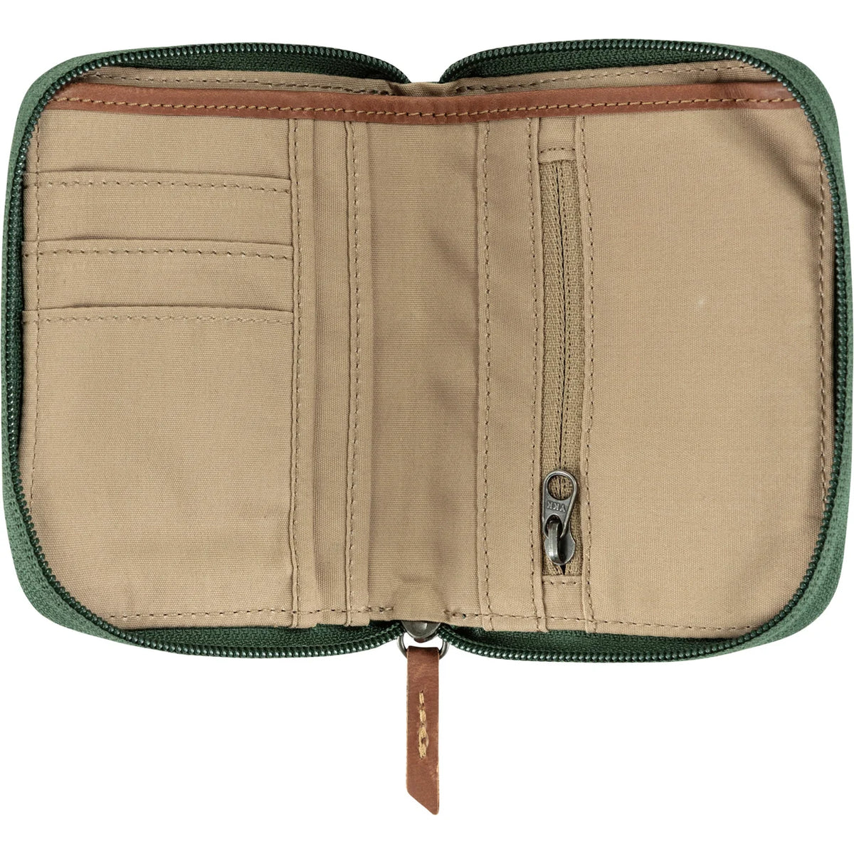 interior del monedero Fjällräven Zip Wallet con compartimentos para tarjetas, billetes y monedas