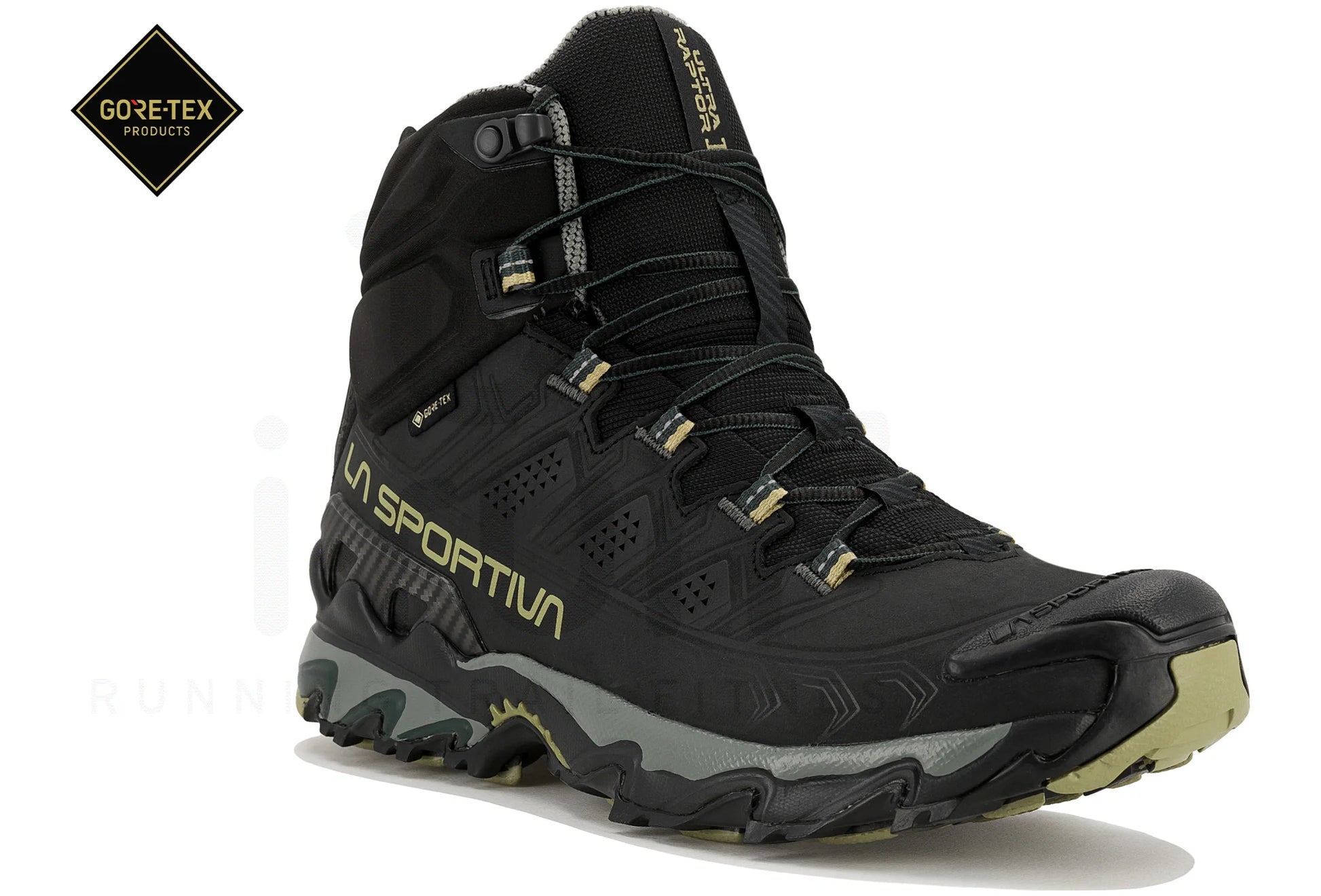 botas La Sportiva Ultra Raptor II Mid GTX vista lateral perfil color Black Cedar