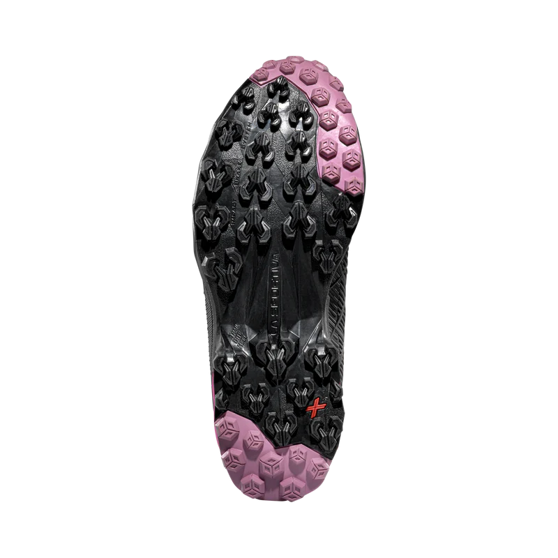 Suela de la zapatilla La Sportiva W’s Akyra II GTX con dibujo técnico para agarre en trail y montaña.