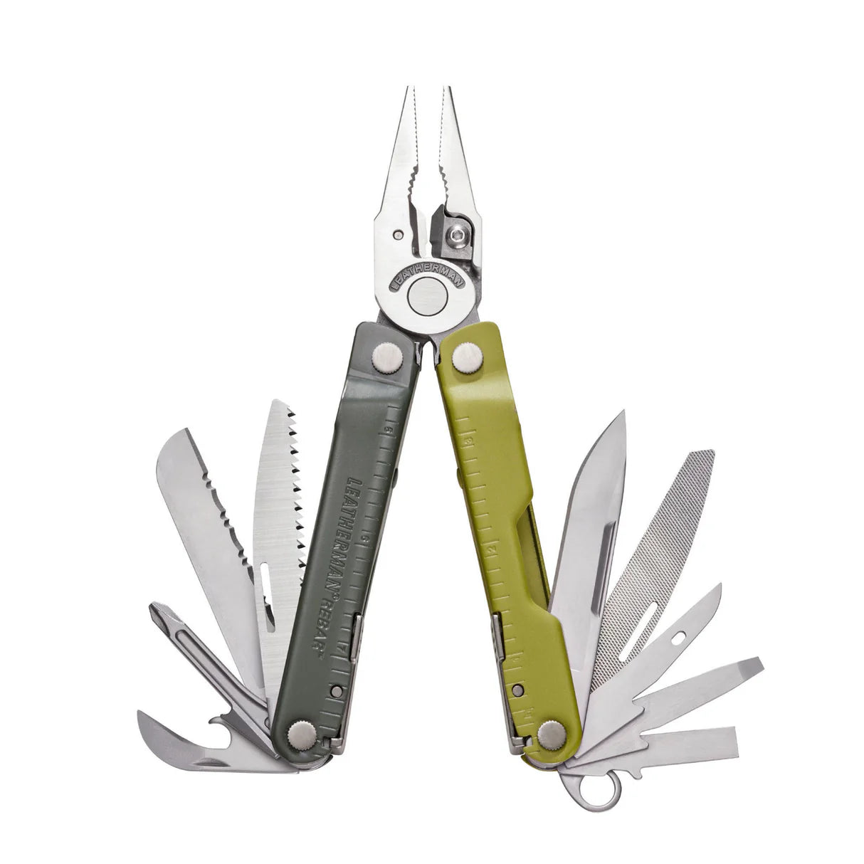 Multiherramienta Leatherman Rebar resistente para mantenimiento, reparaciones y actividades outdoor. verde mossy