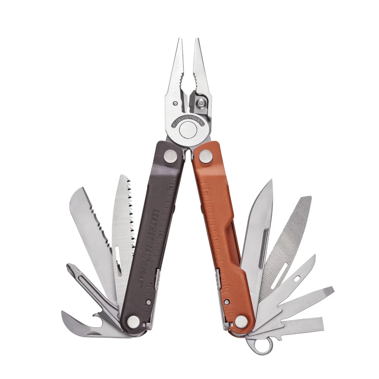Multiherramienta Leatherman Rebar resistente para mantenimiento, reparaciones y actividades outdoor. burnt sienna 