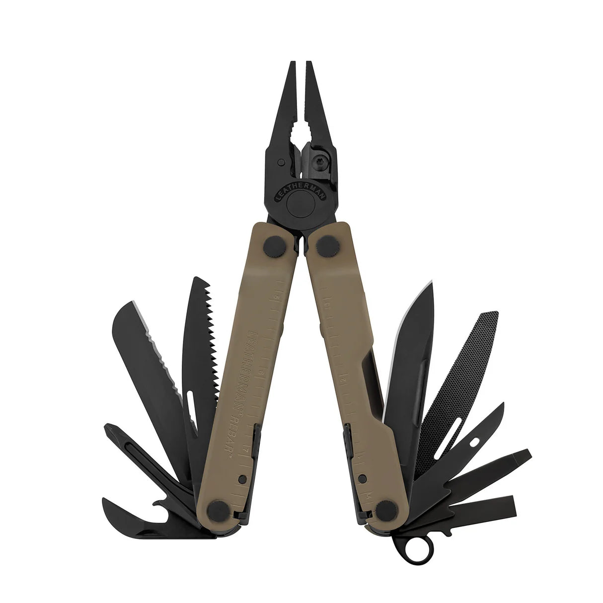 Multiherramienta Leatherman Rebar resistente para mantenimiento, reparaciones y actividades outdoor. marron coyote tan