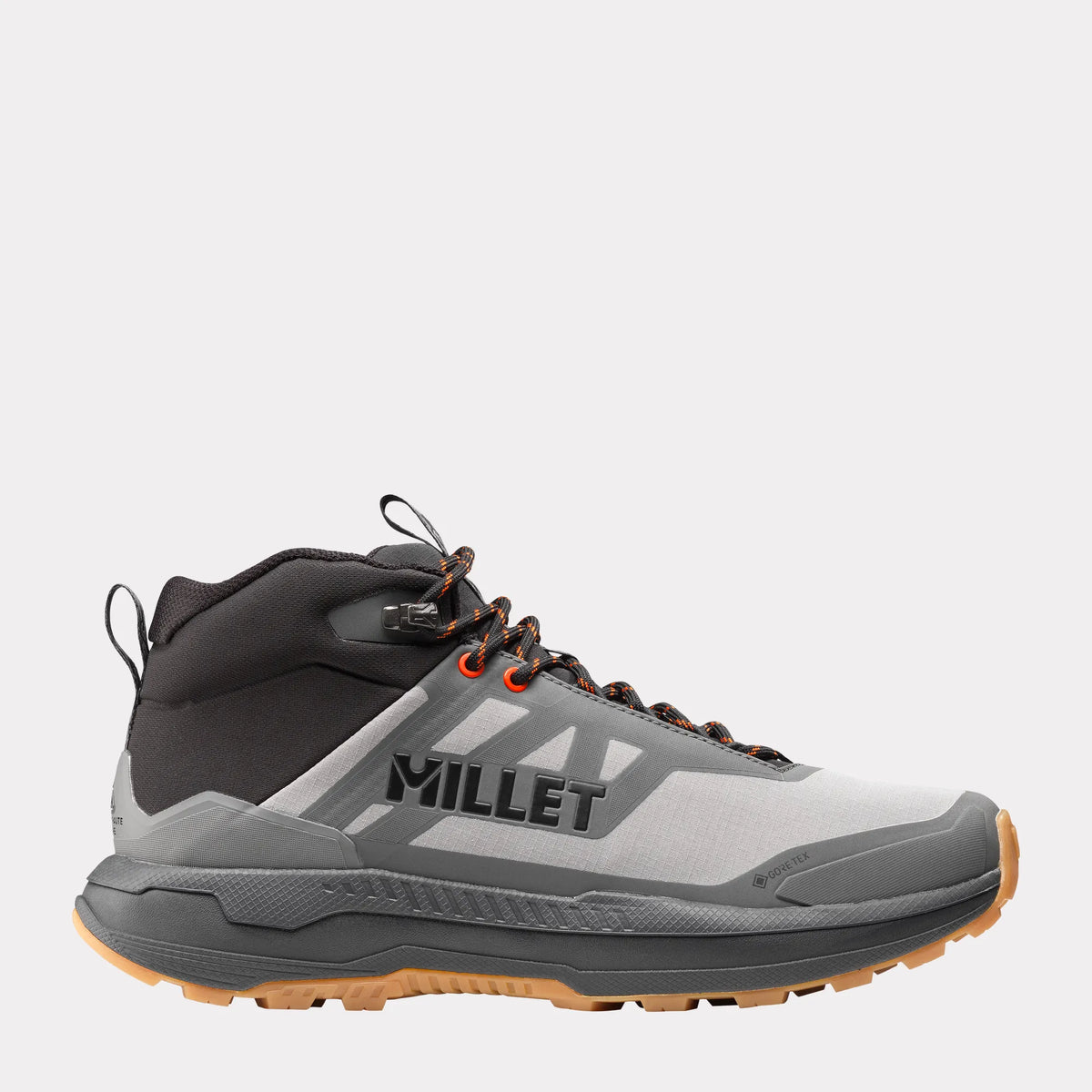 vista lateral de las botas Millet Ubic Mid GTX para hombre en color gris