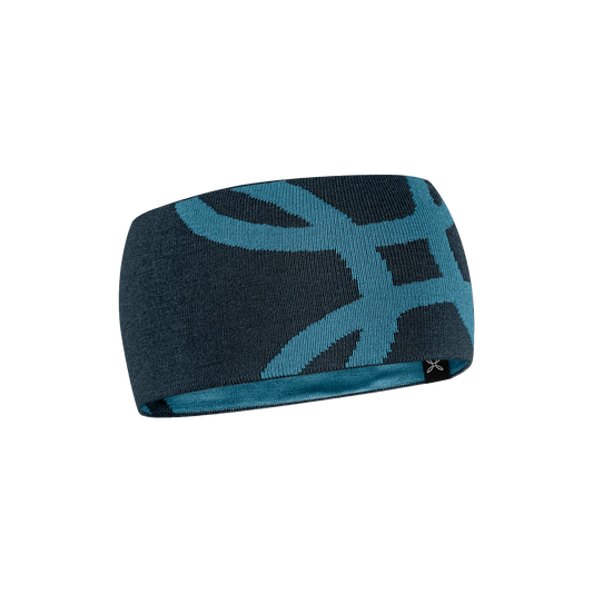 cinta de lana merino Montura Merino Logo Band en color Steel Blue para proteger las orejas del frío
