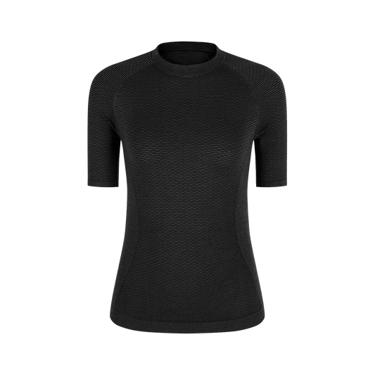 camiseta técnica de lana merino Montura Seamless Merino para mujer en color negro y manga corta