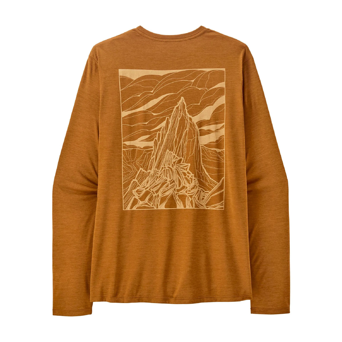 vista trasera de la camiseta Patagonia Cap Cool Daily Shirt Cloud de manga larga para hombre en color Cinnamon Brown