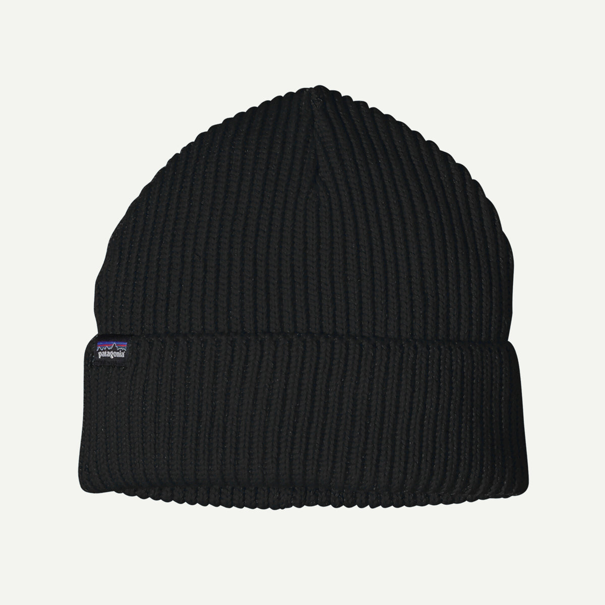gorro de punto Patagonia Fisherman's Rolled Beanie en color negro con diseño corto y borde vuelto