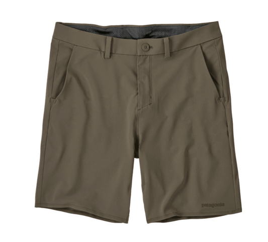 pantalón corto Patagonia Hydropeak Hybrid Walk Shorts 18 pulgadas hombre color Basin Green vista frontal