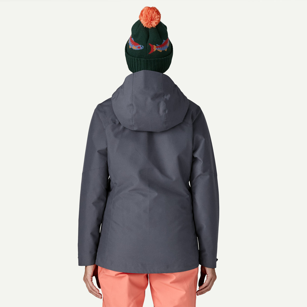 vista trasera de la chaqueta de esquí Patagonia Insulated Powder Town para mujer Smolder Blue