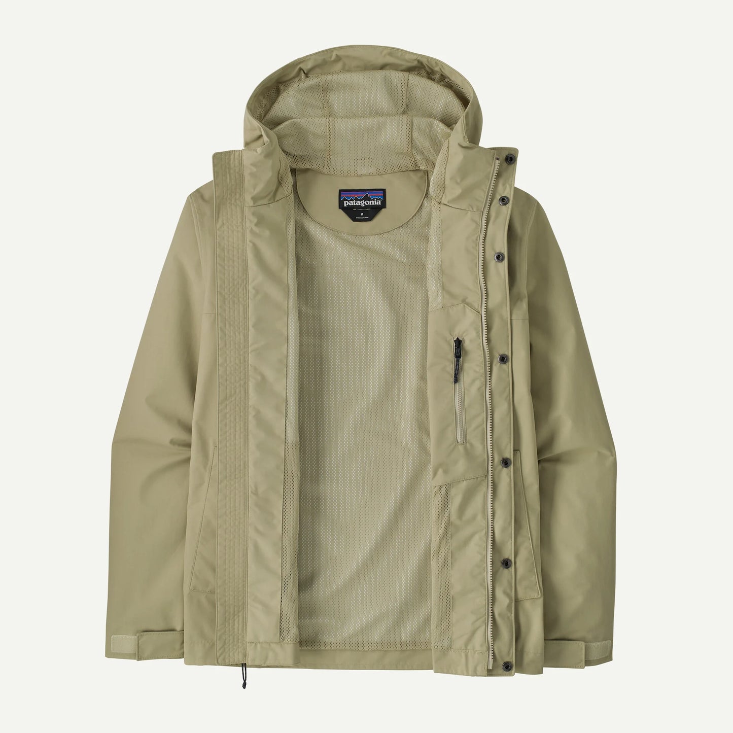 chaqueta impermeable Patagonia Outdoor Everyday Rain Jacket hombre abierta mostrando el interior