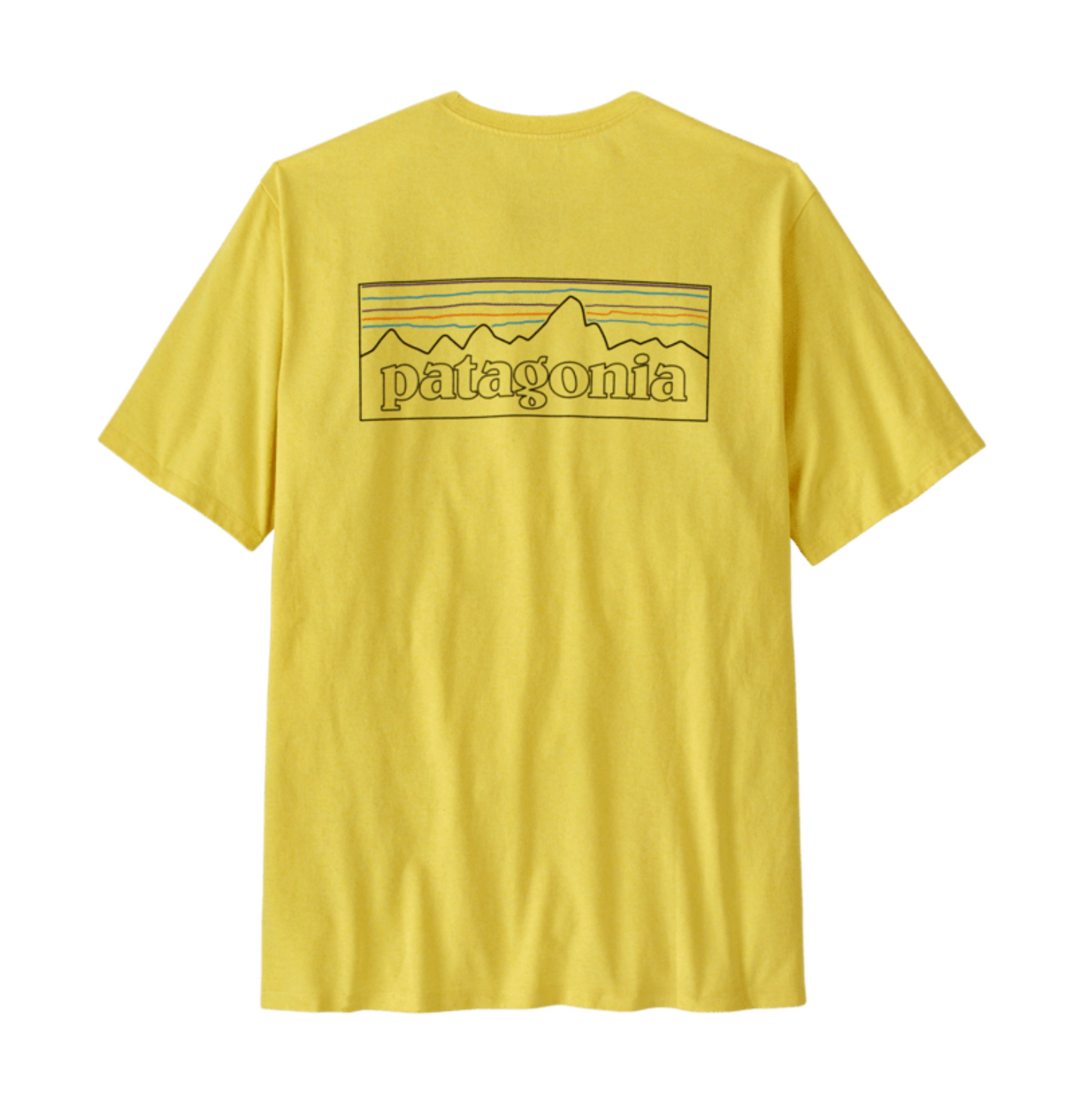 camiseta Patagonia P-6 Logo Responsibili-Tee hombre color Lemon Zest detalle logo trasero