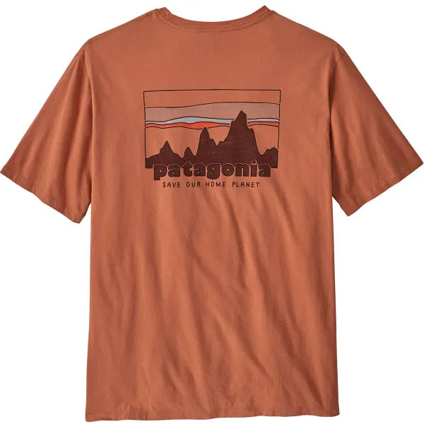 camiseta Patagonia Skyline Organic T-Shirt hombre vista trasera diseño Skyline sienna clay
