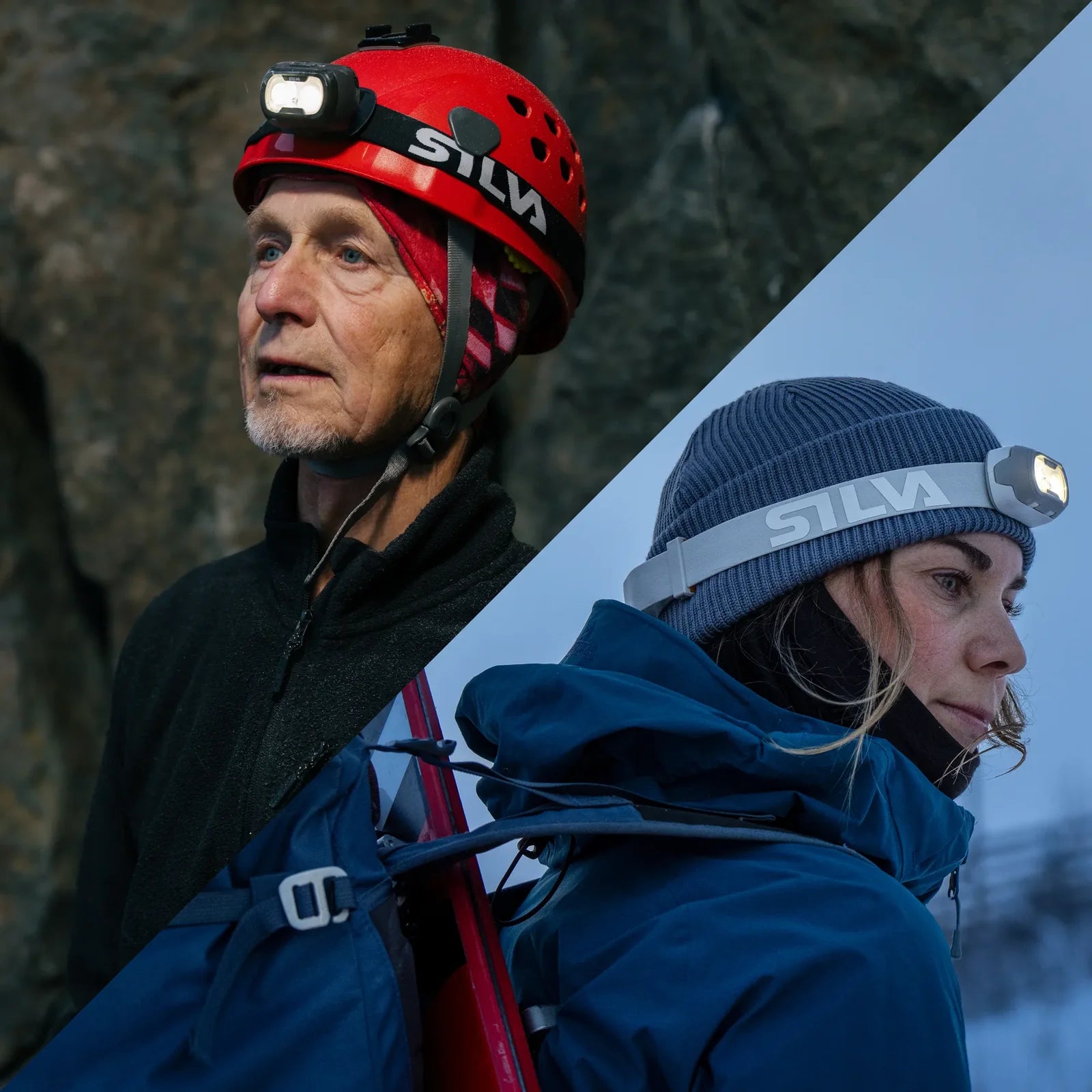 Frontal SILVA Seek 420 iluminando un entorno de montaña