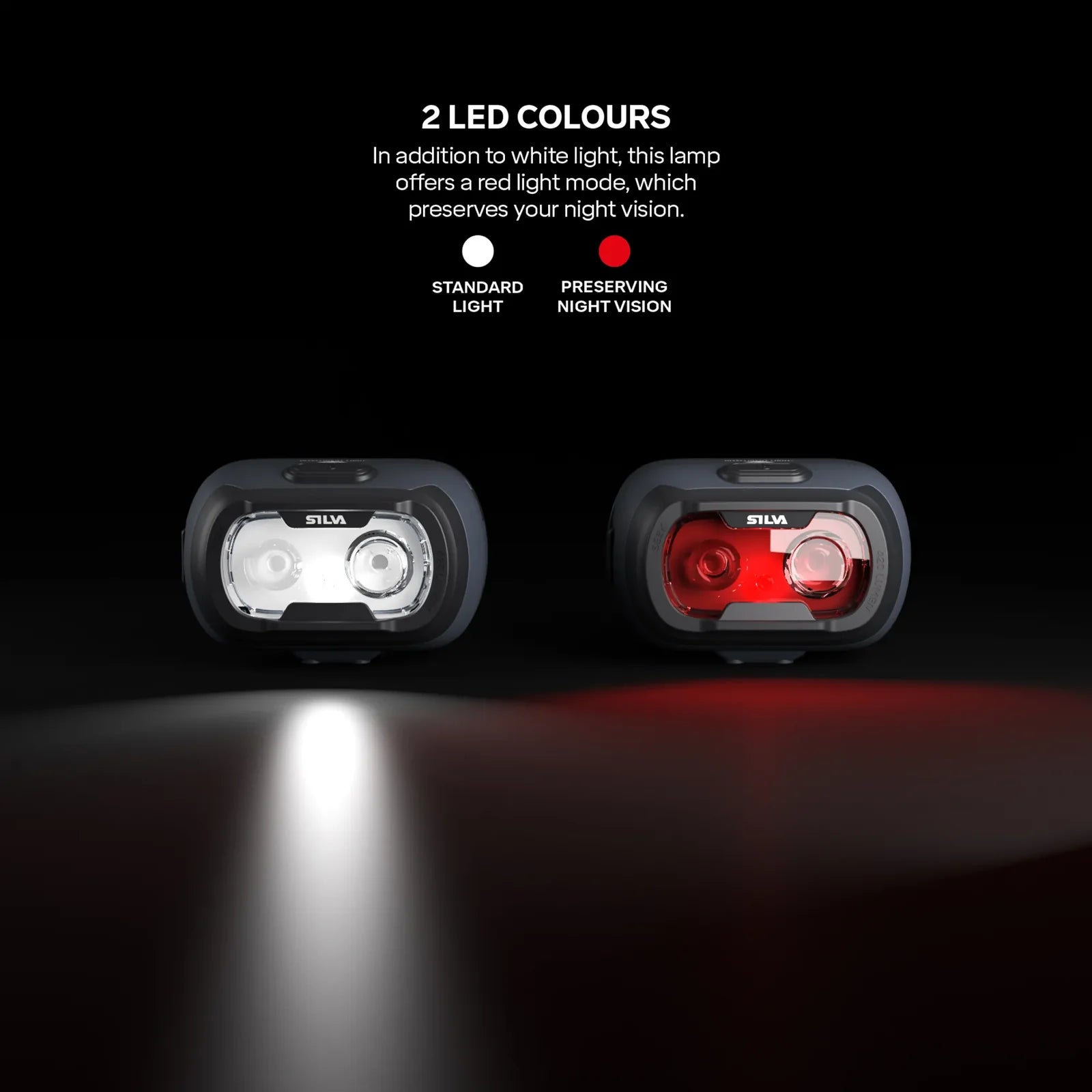Frontal SILVA Seek 420 utilizando el modo de luz roja para visión nocturna en actividades outdoor