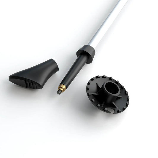 Detalle de la punta y accesorios de los bastones SILVA Walking Poles Aluminum Cork para trekking y senderismo