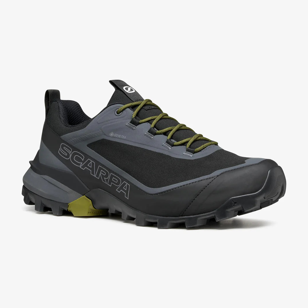 Zapatilla Scarpa Ribelle Cross 2 GTX negra en vista perspectiva para fast hiking y montaña técnica.