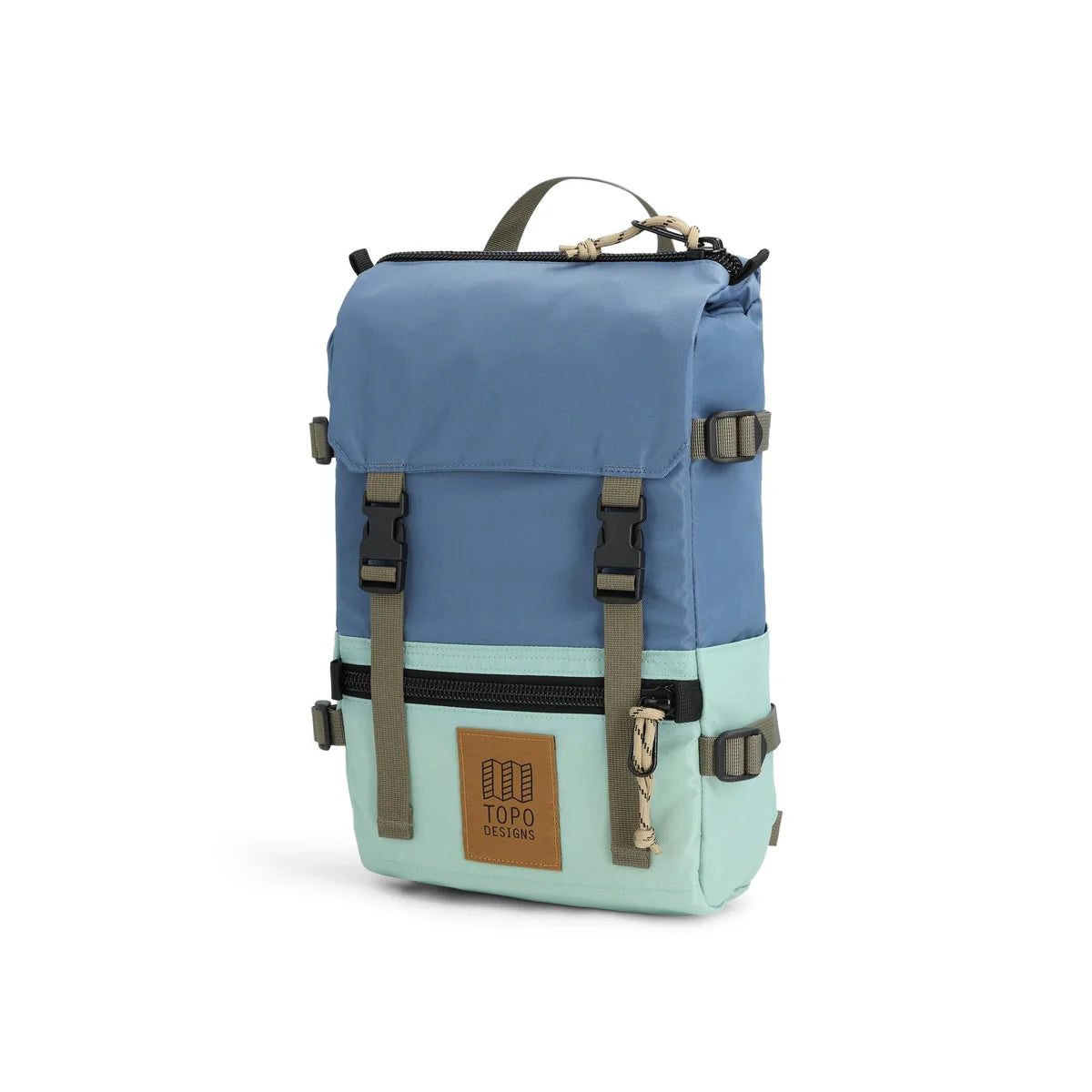 mochila Topo Designs Rover Pack Mini color Stone Blue Ash Green vista frontal