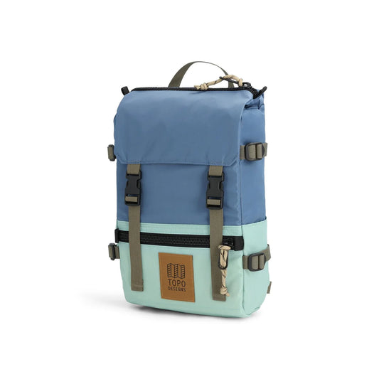 mochila Topo Designs Rover Pack Mini color Stone Blue Ash Green vista frontal