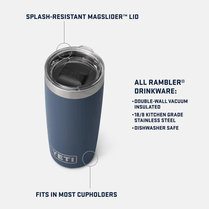Características del vaso térmico YETI Rambler 10 oz Tumbler MS con aislamiento al vacío y acero inoxidable resistente. Navy