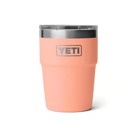 Vaso térmico YETI Rambler 16 oz Stackable Cup de acero inoxidable con aislamiento al vacío y diseño apilable. lowcountry peach