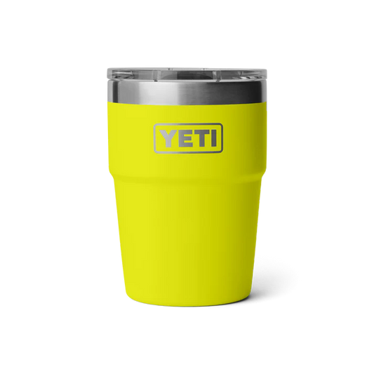 Vaso térmico YETI Rambler 16 oz Stackable Cup de acero inoxidable con aislamiento al vacío y diseño apilable. firefly yellow